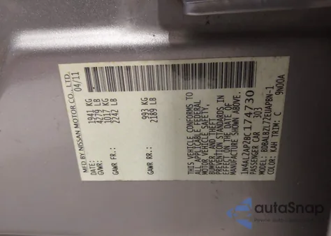2011 Nissan Altima 2.5 S from USA, damaged, VIN 1N4AL2AP2BC174730